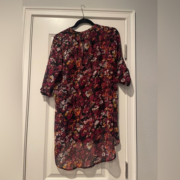 BONGO Floral Blouse - Burgundy and Orange - Picture 5 of 5
